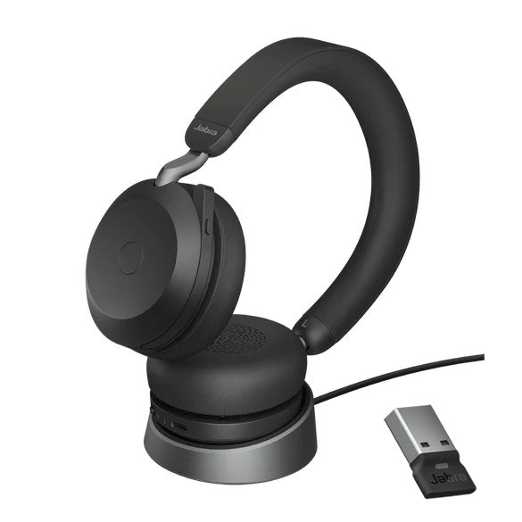 Jabra Evolve2 75 UC Bluetooth Headset, Includes Charging Stand  Link380a Dongle, 8-Mic Technology, 36 Hours Battery  Fast Charge, Dual-Foam Tech
