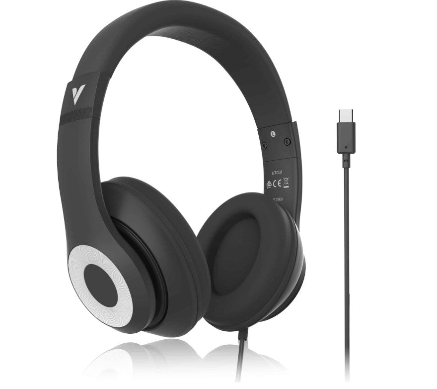 Verbatim Audio Headphone Mic Classic Type C - Black, Clear Sound, Comfort, Robust Construction, Easy modern connection. Headset. Office  School 2025