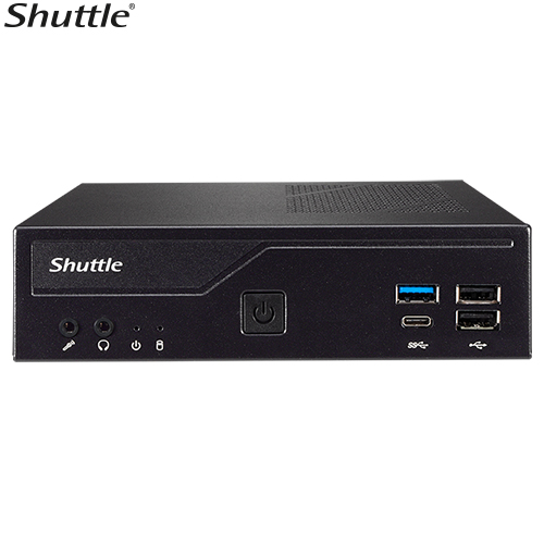 Shuttle DH610 V2 Slim Mini PC 1L Barebone - Intel 12th/13th/14th Gen , 2xDDR5 (max96g), 2.5" HDD/SSD bay, 2xLAN (1G  2.5G), 2xRS232, HDMI, 2xDP, 120W