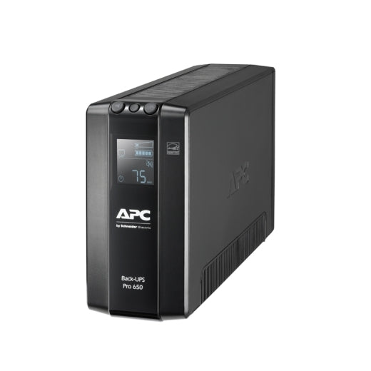 APC APC Back-UPS Pro 650VA/390W Line Interactive UPS, Tower, 230V/10A Input, 6x IEC C13 Outlets, Lead Acid Battery, LCD, AVR