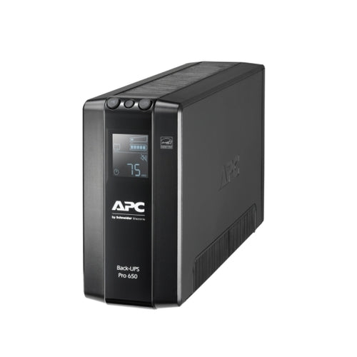 APC APC Back-UPS Pro 650VA/390W Line Interactive UPS, Tower, 230V/10A Input, 6x IEC C13 Outlets, Lead Acid Battery, LCD, AVR