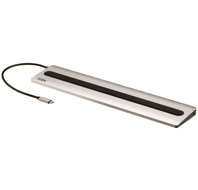 Aten Aten USB-C Multiport Dual View Dock wPower Pass-Through support up to 4K @ 30Hz via HDMI and HDMI/VGA, 1080P @ 60Hz via 