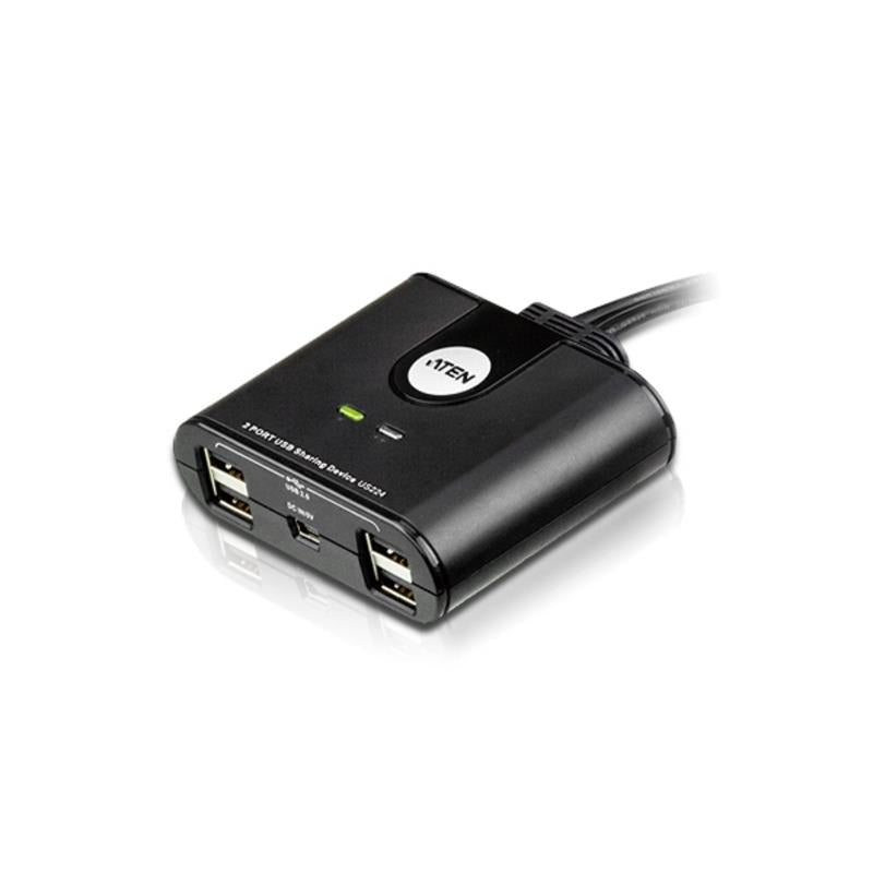 Aten Aten Peripheral Switch 2x4 USB 2.0, 2x PC, 4x USB 2.0 Ports, Remote Port Selector, Plug and Play, Hot Pluggable