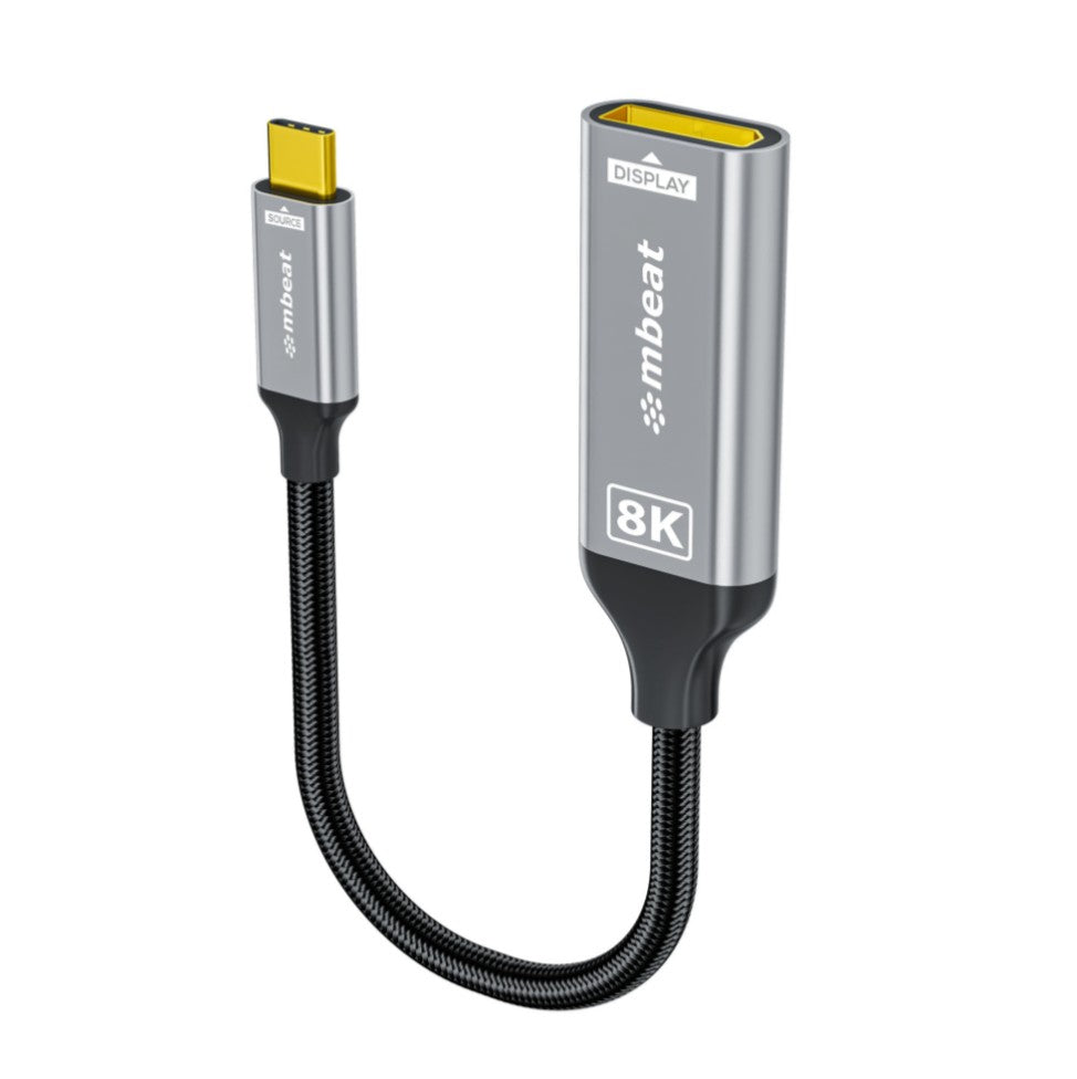 MBEAT (LS) mbeat® Tough Link 8K USB-C to DP Adapter - Space Grey USB-C (male) to DisplayPort (female) Up to 32.4Gbps