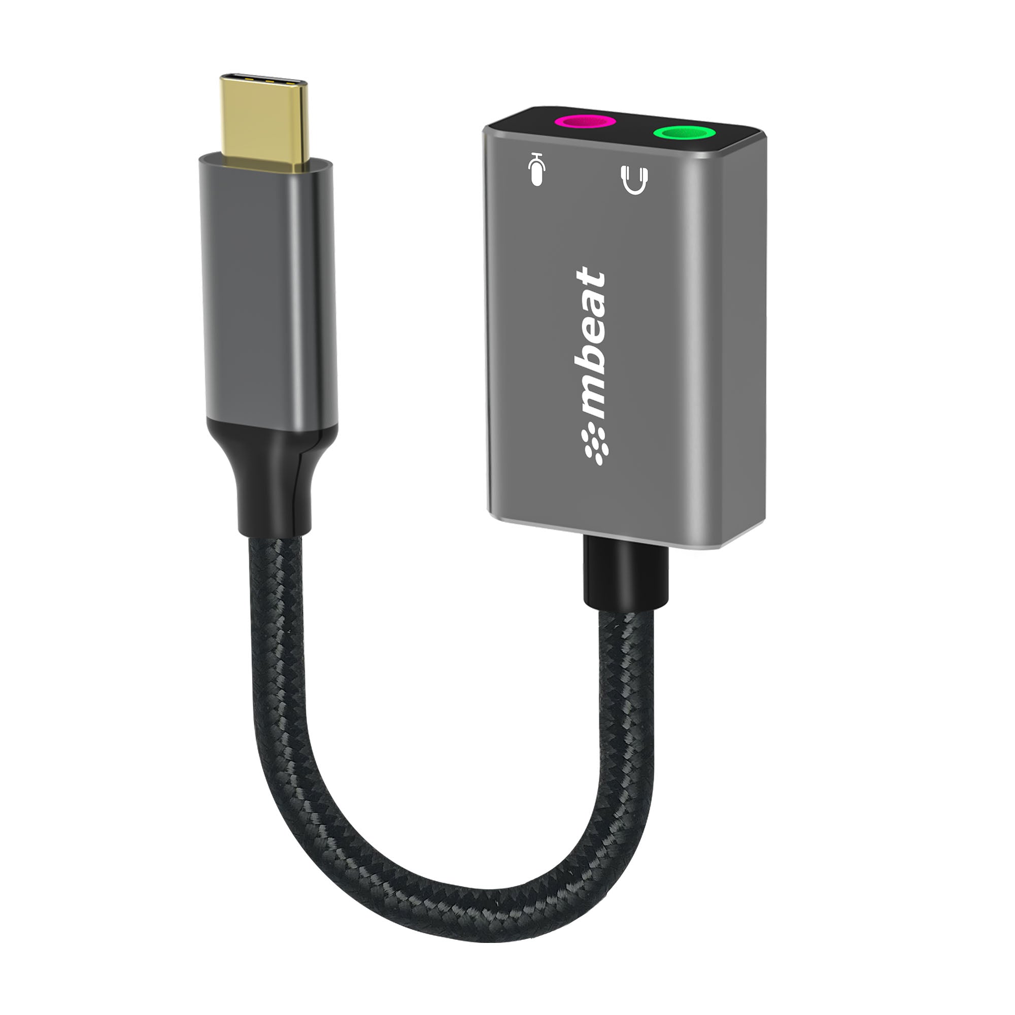 mbeat® Elite USB-C to 3.5mm Audio and Microphone Adapter -  Adds Headphone Audio and Microphone Jack to USB-C Computer, Tablet Smartphone Devices