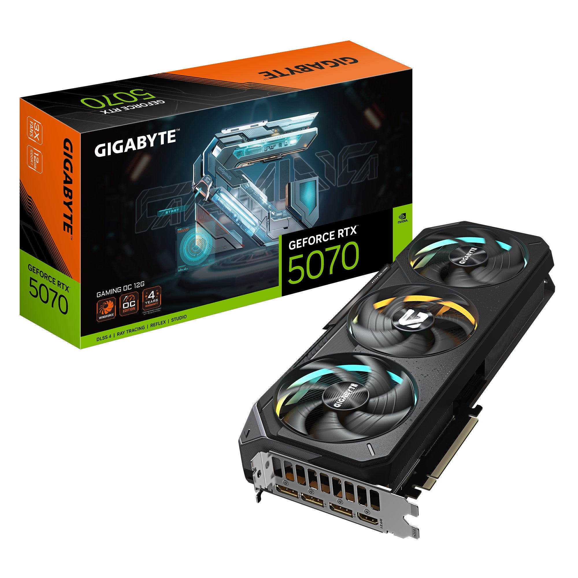 Gigabyte Gigabyte GeForce RTX™ 5070 GAMING OC 12G, 2625 MHz, CUDA  6144, 28 Gbps, GDDR7, 192 bit, PCI-E 5.0, ATX, PSU 750W, D