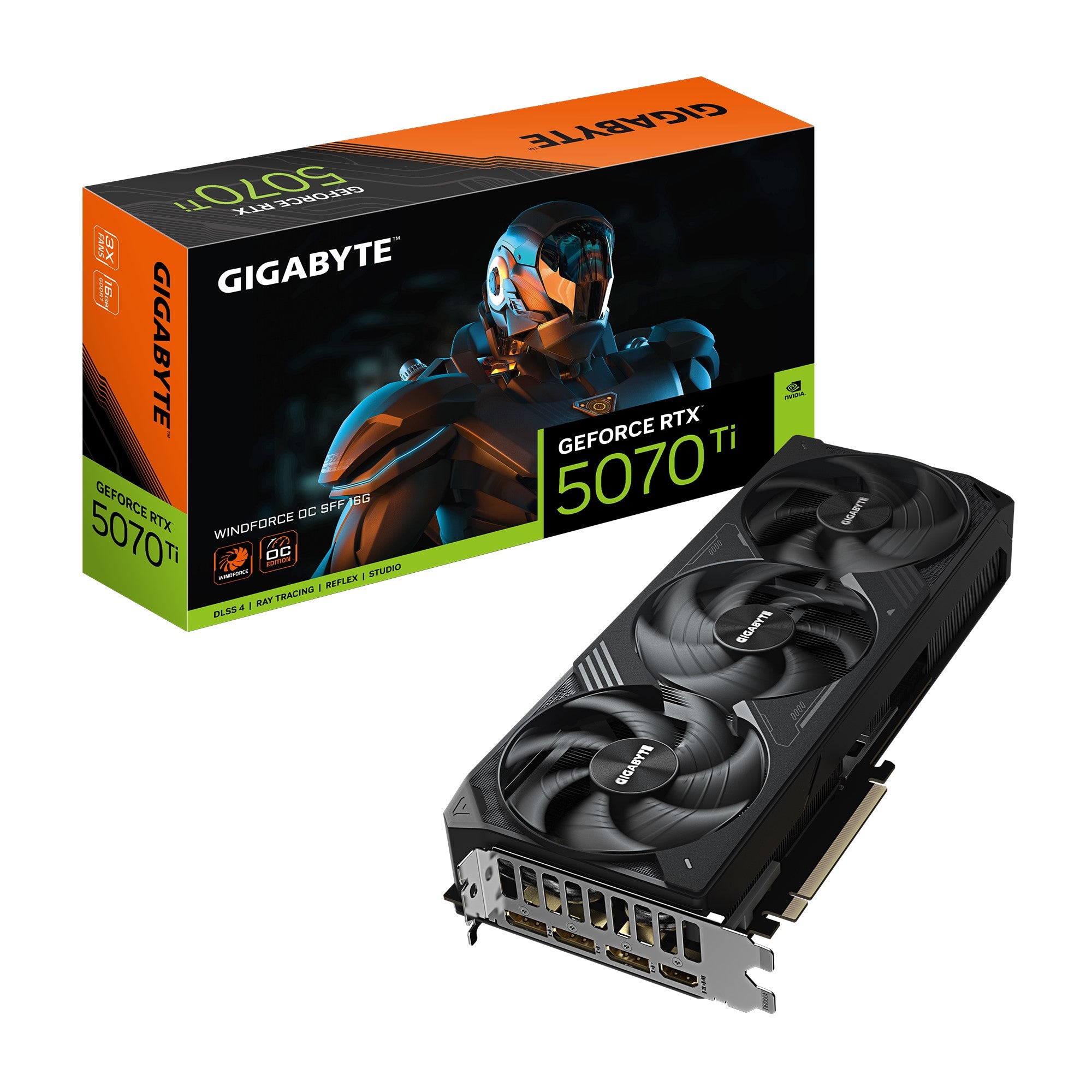 Gigabyte Gigabyte GeForce RTX™ 5070 Ti WINDFORCE OC SFF 16G, 2497 MHz,  CUDA 8960, 28 Gbps, GDDR7, 256 bit, PCI-E 5.0, PSU 75