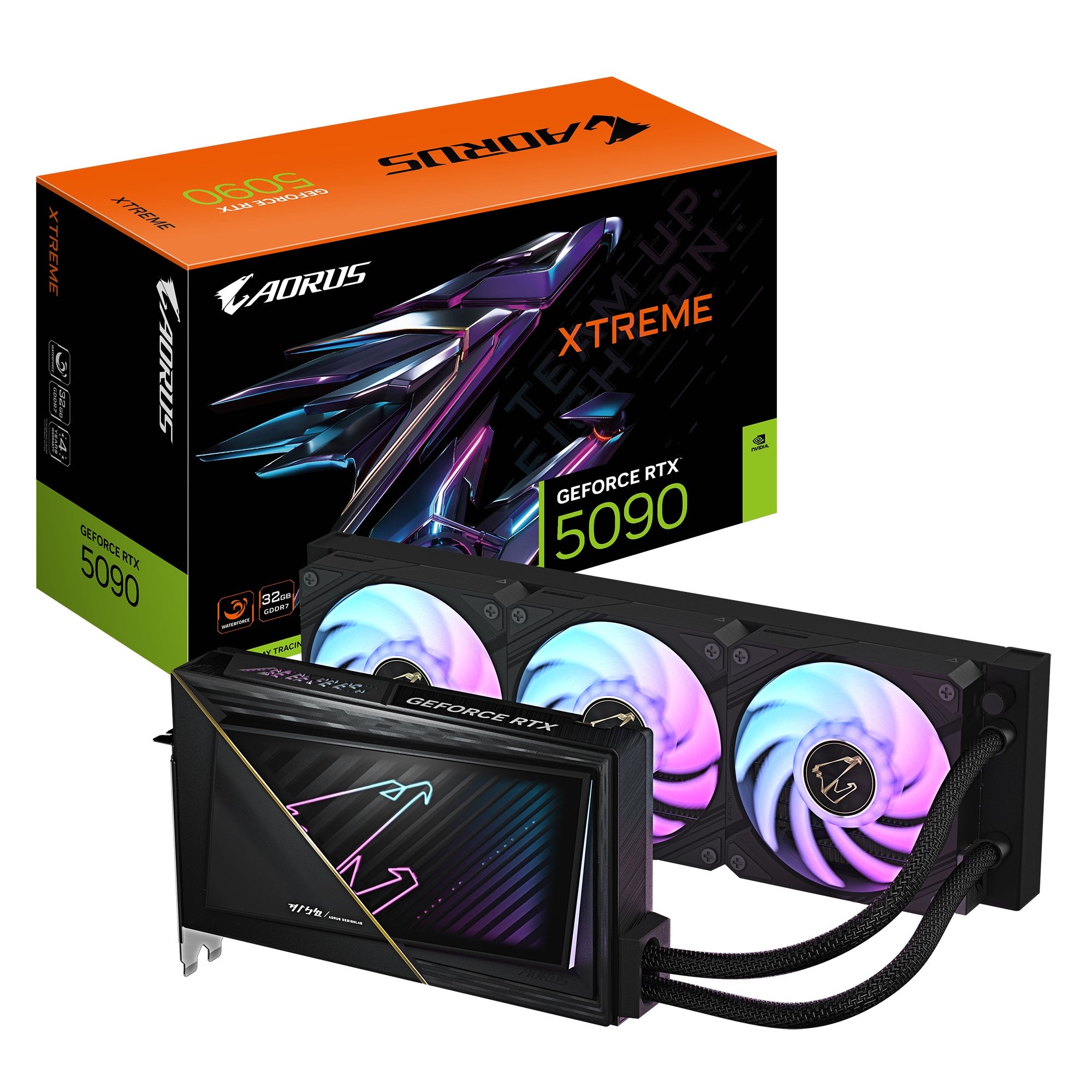 Gigabyte Gigabyte AORUS GeForce RTX™ 5090 XTREME WATERFORCE 32G, 2655 MHz , CUDA 21760, 28 Gbps, GDDR7, 512 bit, PSU 1000W, D