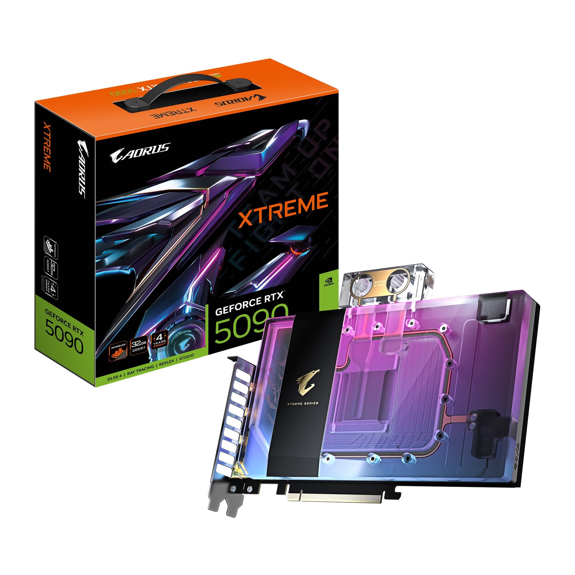 Gigabyte Gigabyte AORUS GeForce RTX™ 5090 XTREME WATERFORCE WB 32G, 2655 MHz, CUDA 21760, 28 Gbps, GDDR7, 512 bit, PSU 1000W,