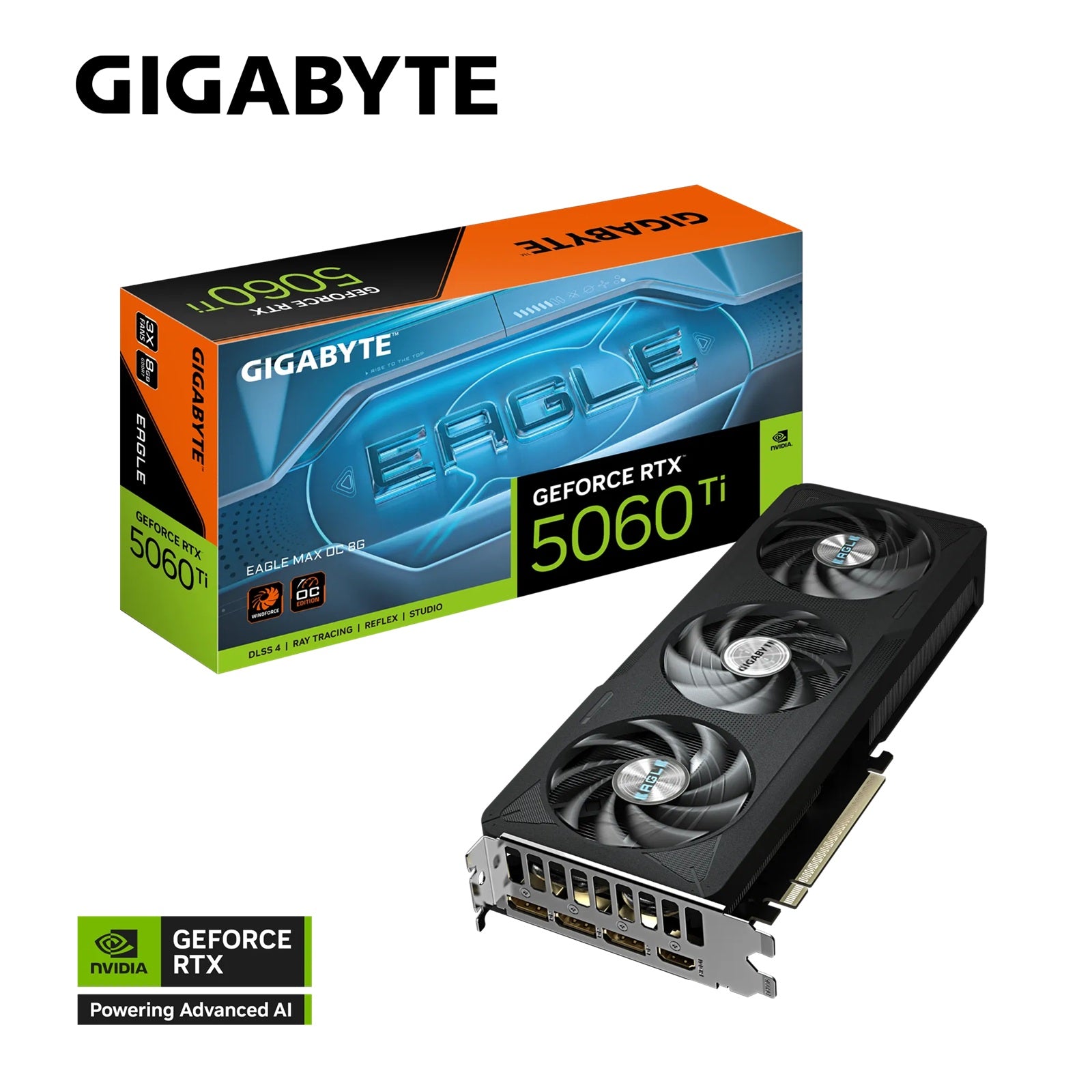 Gigabyte (LS) Gigabyte GeForce RTX™ 5060 Ti EAGLE MAX OC 8G, 2617 MHz, CUDA 4608, 28 Gbps, GDDR7,128 bit, PCI-E 5.0, PSU 650W