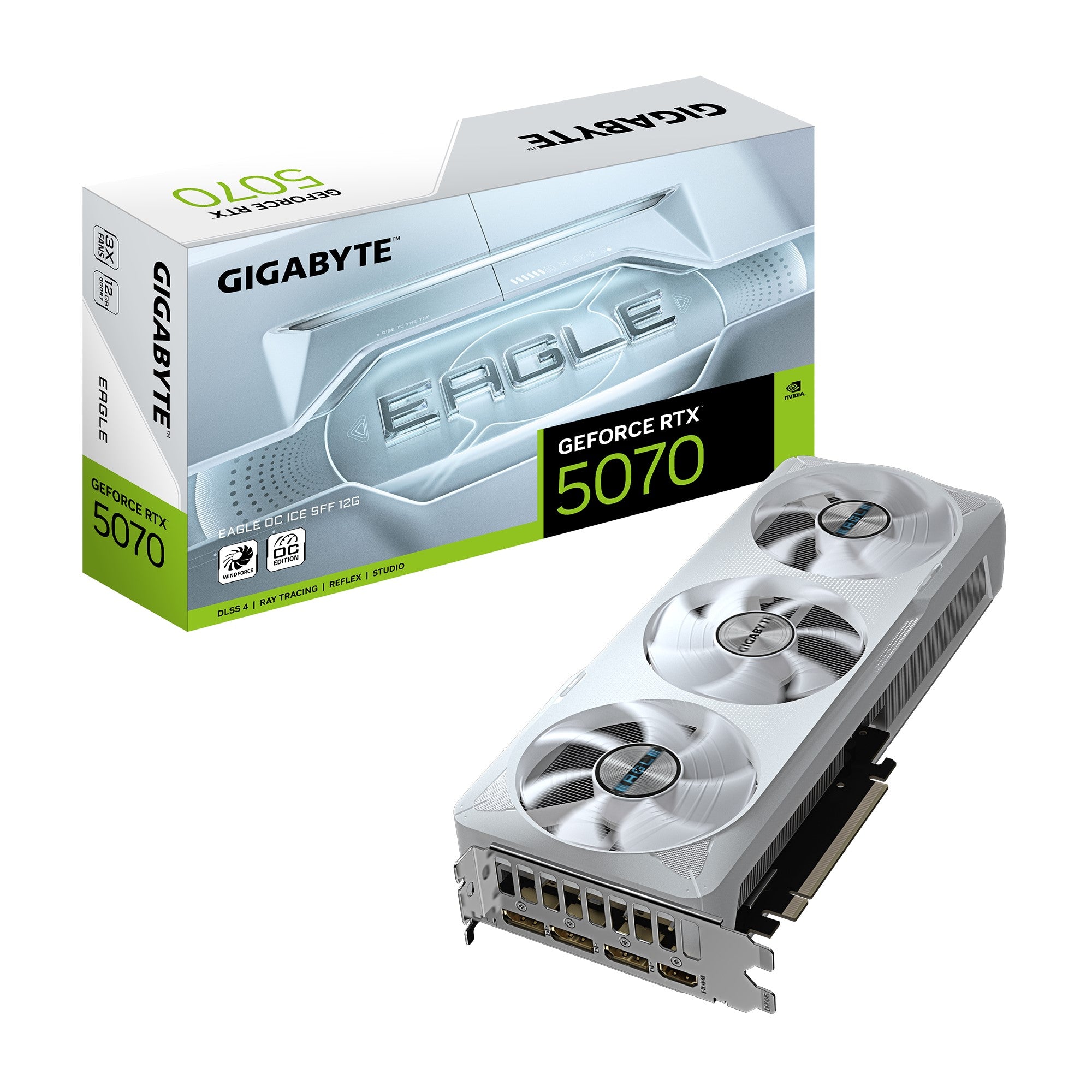 Gigabyte Gigabyte GeForce RTX 5070 EAGLE OC ICE SFF 12G, 2587 MHz, CUDA  6144, 28 Gbps, GDDR7, 192 bit, PCI-E 5.0, ATX, PSU 7