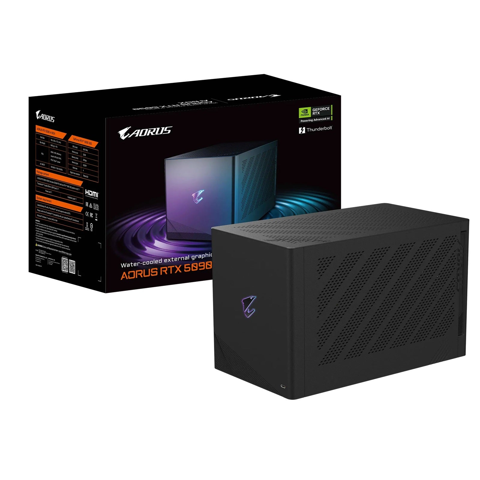 Gigabyte Gigabyte AORUS RTX 5090 AI BOX 32Gb, GDDR7 @28Gbpps, 2407Mhz, 512-bit, 3x DP 2.1, HDMI 2.1, 2x TB5, 3x USB 3.2, LAN,