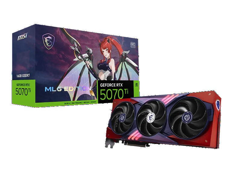 MSI nVidia GeForce RTX 5070 Ti 16G MLG EDITION OC, 8960 CUDA, 16GB GDDR7 256-bit, 28Gbps, 2580MHz, PCIe 5.0, DPx3, HDMI2.1b, 300W, 3yr wty