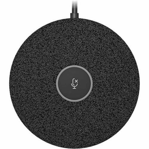 Logitech Rally Mic Pod – Graphite, four omnidirectional beamforming microphone elements, color‑coded LED ring, Crystal‑Clear