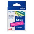 Brother TZe-MQP35 white on berry pink laminated tape